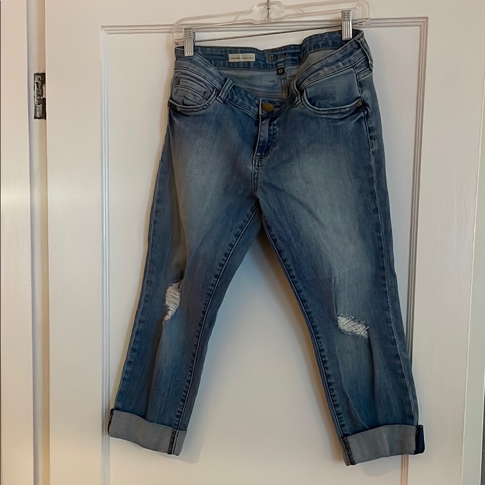 Kut from the Kloth Blue Boyfriend Jeans Distressed Cuffed